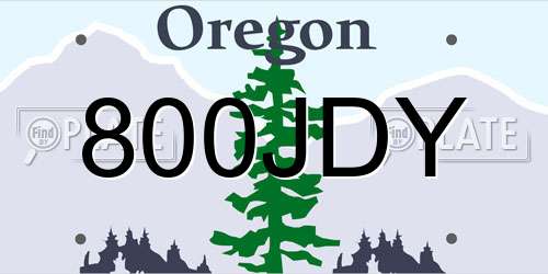 800JDY Oregon License Plate
