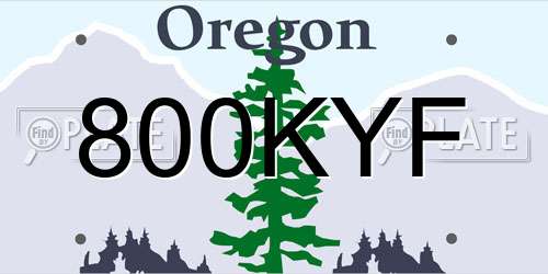 800KYF Oregon License Plate