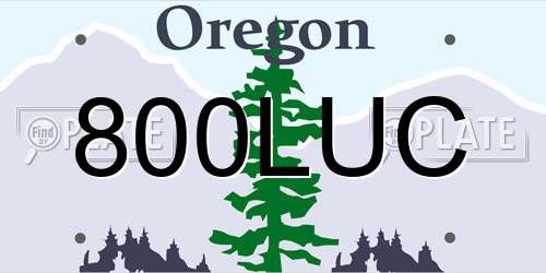 800LUC Oregon License Plate
