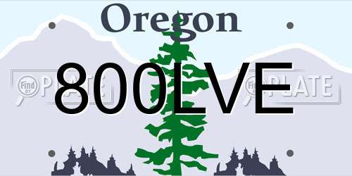 800LVE Oregon License Plate