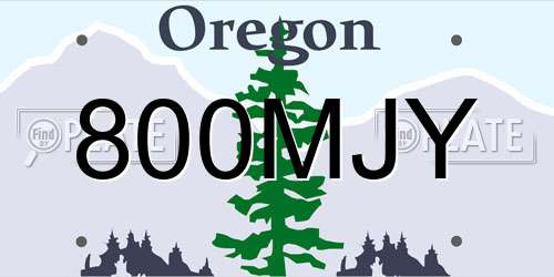 800MJY Oregon License Plate