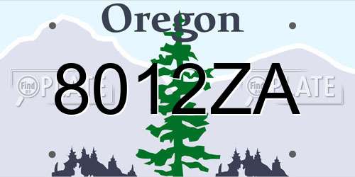 8012ZA Oregon License Plate