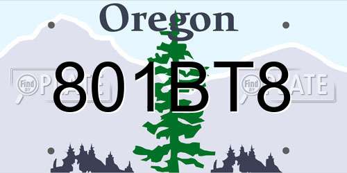 801BT8 Oregon License Plate