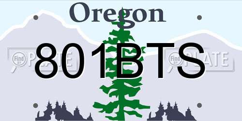 801BTS Oregon License Plate