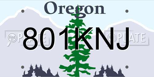 801KNJ Oregon License Plate
