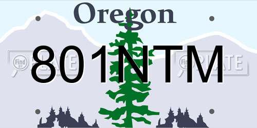 801NTM Oregon License Plate