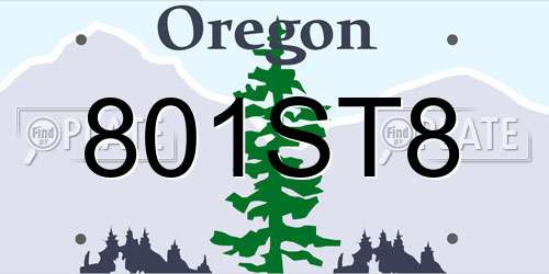 801ST8 Oregon License Plate