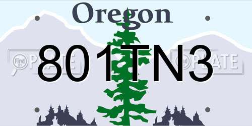 801TN3 Oregon License Plate