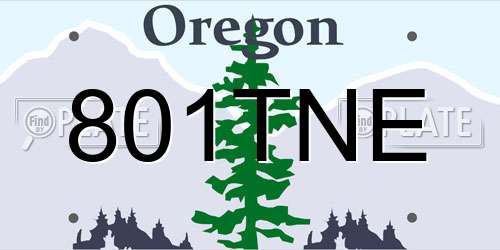 801TNE Oregon License Plate