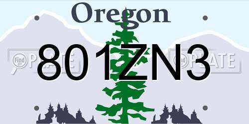 801ZN3 Oregon License Plate
