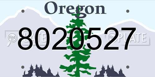 8020527 Oregon License Plate
