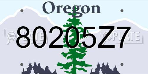 80205Z7 Oregon License Plate