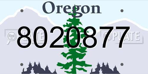 8020877 Oregon License Plate