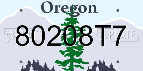 80208T7 Oregon License Plate