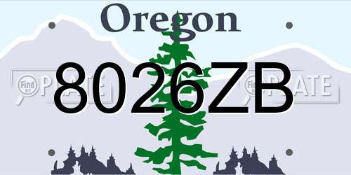8026ZB Oregon License Plate