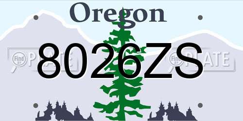 8026ZS Oregon License Plate