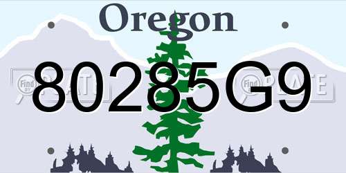 80285G9 Oregon License Plate