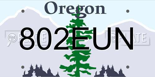 802EUN Oregon License Plate