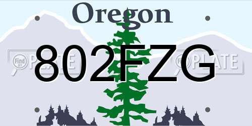 802FZG Oregon License Plate