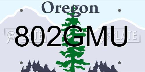 802GMU Oregon License Plate
