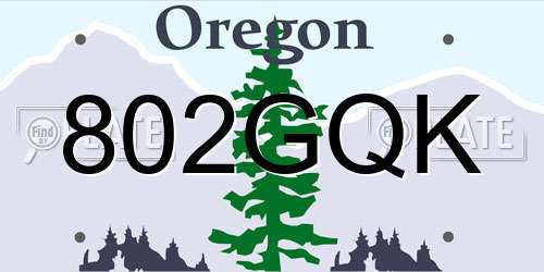 802GQK Oregon License Plate
