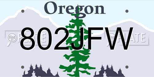 802JFW Oregon License Plate