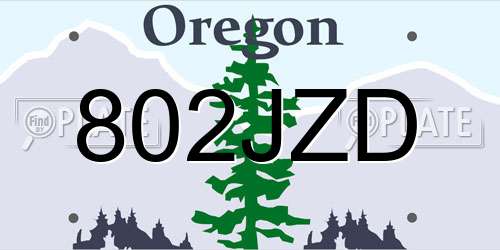 802JZD Oregon License Plate