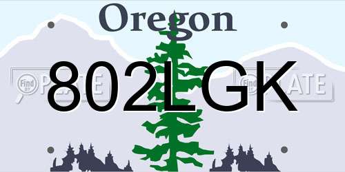 802LGK Oregon License Plate