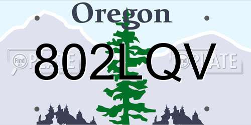 802LQV Oregon License Plate