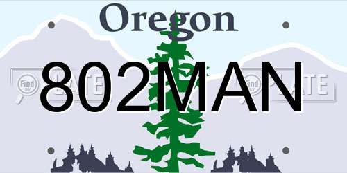 802MAN Oregon License Plate