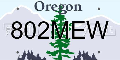 802MEW Oregon License Plate