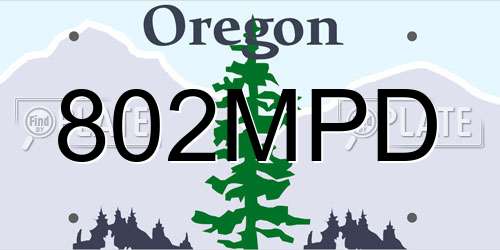 802MPD Oregon License Plate