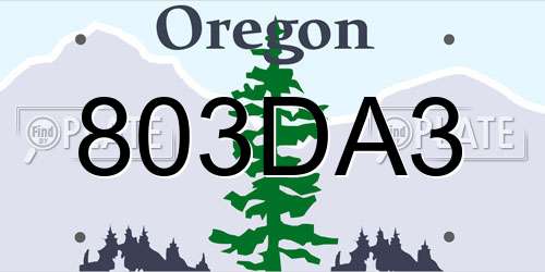 803DA3 Oregon License Plate