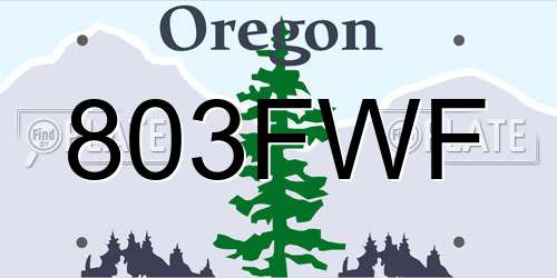 803FWF Oregon License Plate