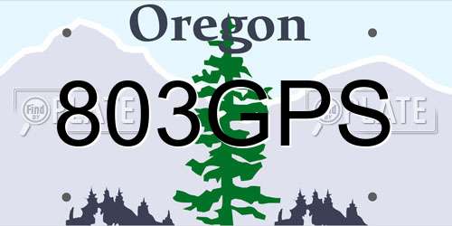 803GPS Oregon License Plate