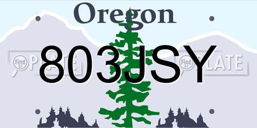 803JSY Oregon License Plate