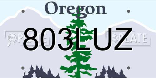803LUZ Oregon License Plate
