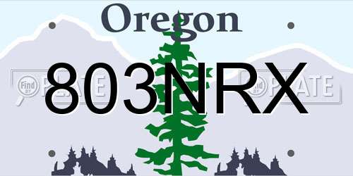 803NRX Oregon License Plate