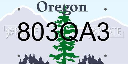 803QA3 Oregon License Plate