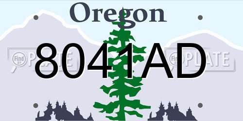 8041AD Oregon License Plate