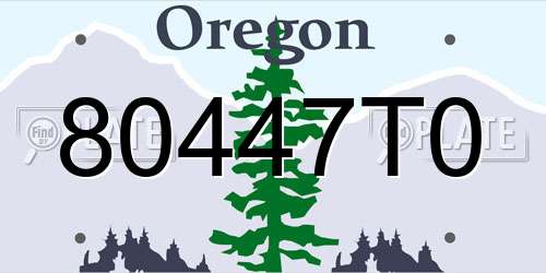 80447T0 Oregon License Plate