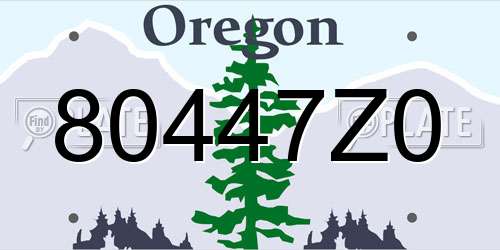 80447Z0 Oregon License Plate