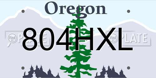 804HXL Oregon License Plate