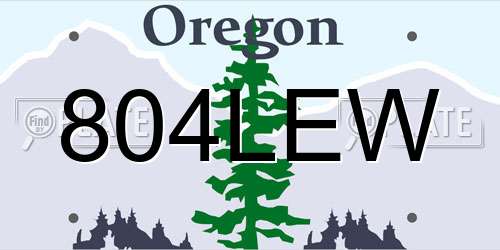 804LEW Oregon License Plate
