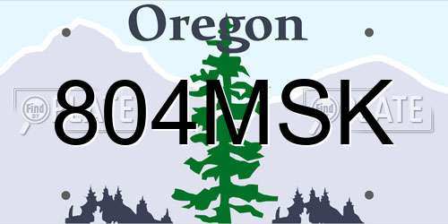 804MSK Oregon License Plate