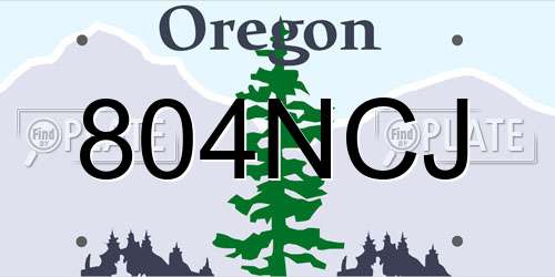 804NCJ Oregon License Plate