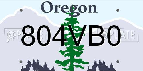804VB0 Oregon License Plate