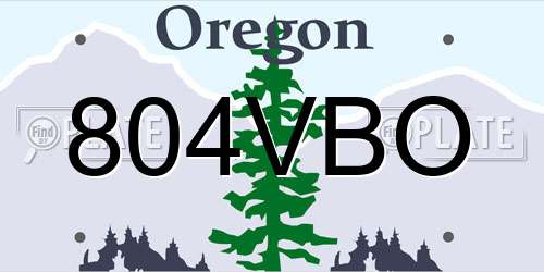 804VBO Oregon License Plate