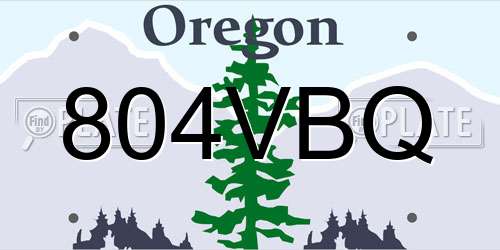 804VBQ Oregon License Plate