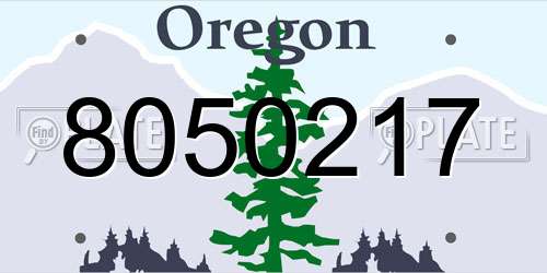 8050217 Oregon License Plate